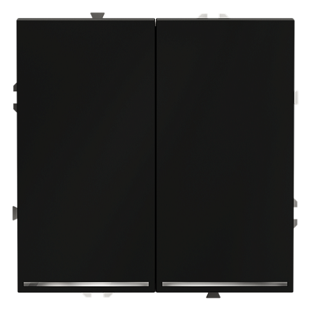 Выключатель встраиваемый VOLTUM S70 двухклавишный с подсветкой (черный матовый) VLS020208