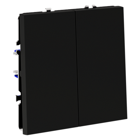 Выключатель встраиваемый VOLTUM S70 двухклавишный (черный матовый) VLS020108