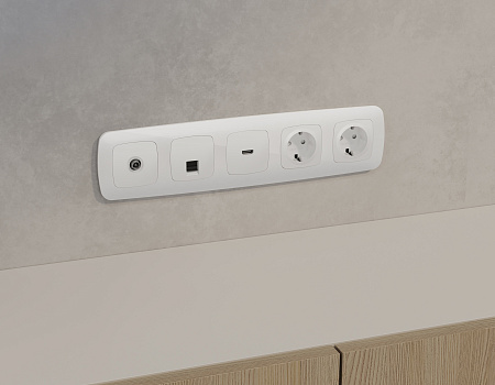 Комплект механизма компьютерной розетки RJ-45 (8P8C) CAT6A экранированной с защитной шторкой Omega MO112005