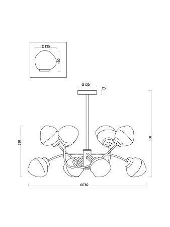 Люстра на штанге Freya Volani FR8017PL-08MG