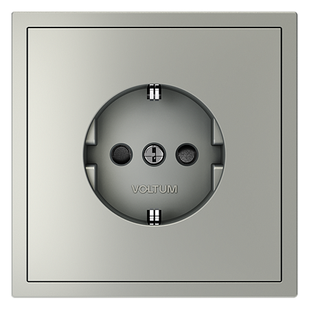 Розетка встраиваемая VOLTUM S70 с заземлением и защитными шторками, (сталь) VLS040205