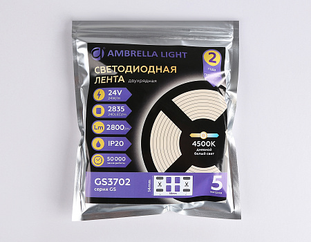 Светодиодная лента GS3702 2835 240Led 24W 24V IP20 4500K GS GS3702