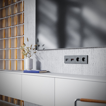 Розетка телевизионная встраиваемая TV+RJ45 кат. 6 Voltum S70 (графит) VLS060707 Розетка телевизионная встраиваемая TV+RJ45 кат. 6 Voltum S70 (графит) VLS060707